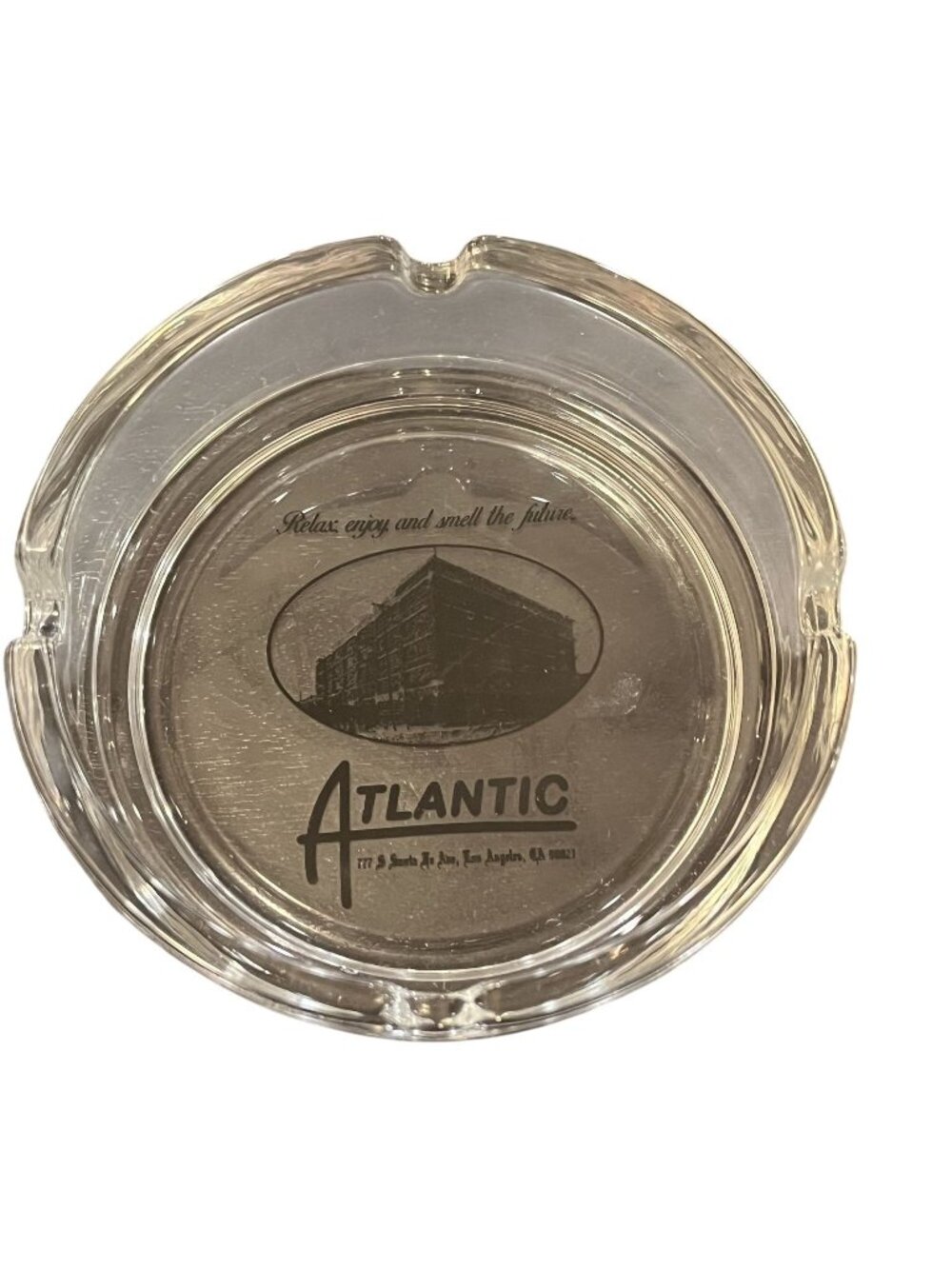 Vintage Atlantic Los Angeles Clear Glass Ash Tray 4"
